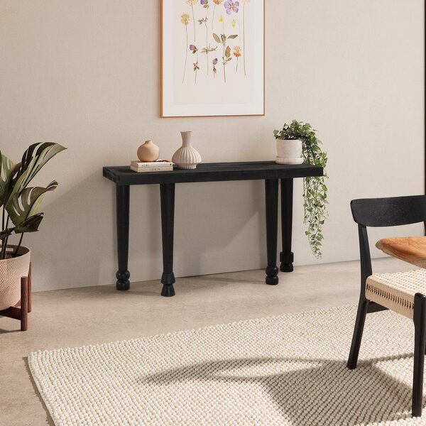 Tavolo consolle nero in mango massiccio 40x130 cm Inaya – MOME