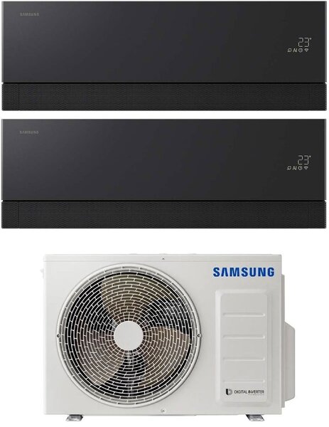 Samsung Climatizzatore Dual Split Inverter 9000+12000 btu Condizionatore con Pompa di Calore Gas R32 Wi-Fi Classe A+++/A++ (Unit Interna + Unit E