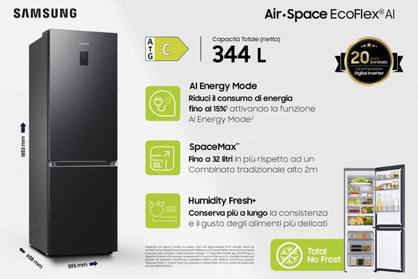 Samsung Frigorifero Combinato No Frost Capacit 344 Litri Classe energetica C colore Grafite - RB34C775CB1