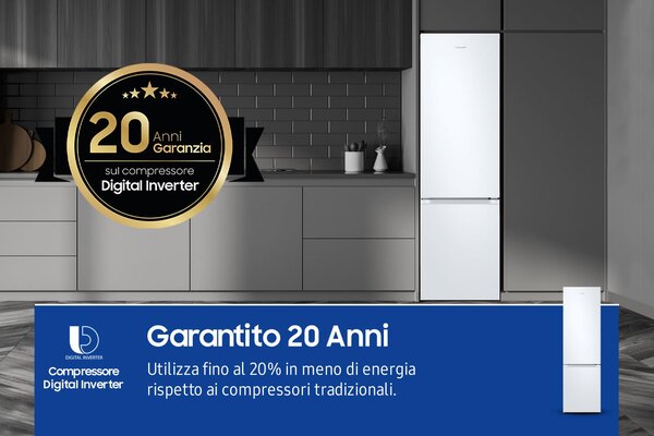 Samsung Frigorifero Combinato Classe energetica D, Capacit 390 Litri, WiFi, SpaceMax, Total No Frost, Digital Inverter, Garantito 20 Anni, colore 