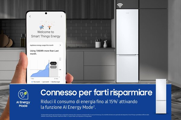 Samsung Frigorifero Combinato Classe energetica D, Capacit 390 Litri, WiFi, SpaceMax, Total No Frost, Digital Inverter, Garantito 20 Anni, colore 
