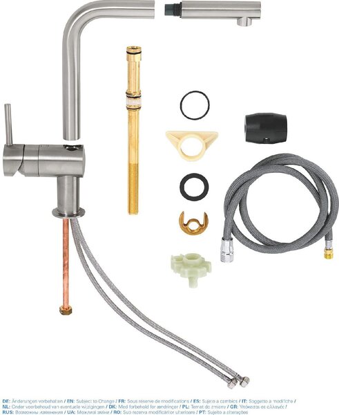 GROHE Miscelatore Cucina con Doccetta estraibile Rubinetto Monocomando colore Acciaio Satinato - MINTA - 32168 DC0