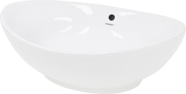 LuxeBath lavabo Lavabo da appoggio ovale, 59x39x20 cm, bianco, Vetroceramica