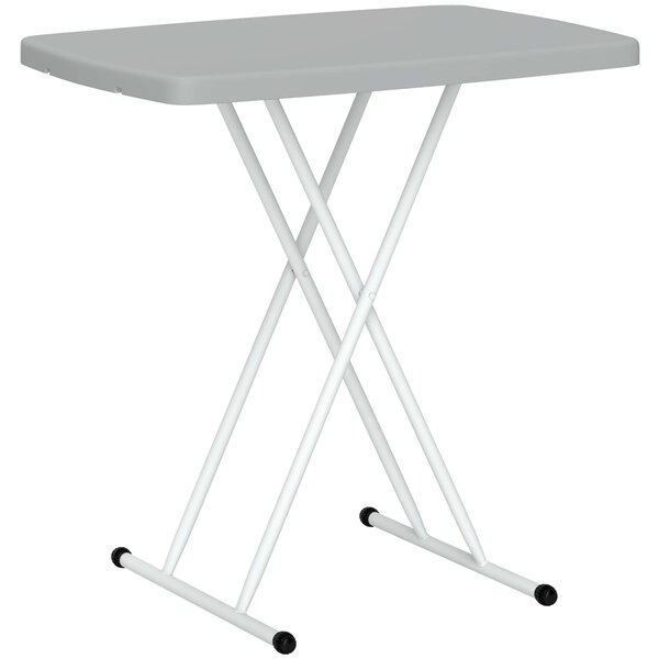 Outsunny Tavolino da Giardino Pieghevole ad Altezza Regolabile, in Metallo e HDPE, 76x50x74 cm, Grigio Scuro | Aosom Italy