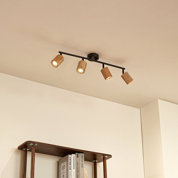 Plafoniera Lindby, Stralino, dimmerabile, Legno, Corridoio, Legno, Moderno