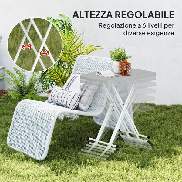 Outsunny Tavolino da Giardino Pieghevole ad Altezza Regolabile, in Metallo e HDPE, 76x50x74 cm, Grigio Scuro | Aosom Italy
