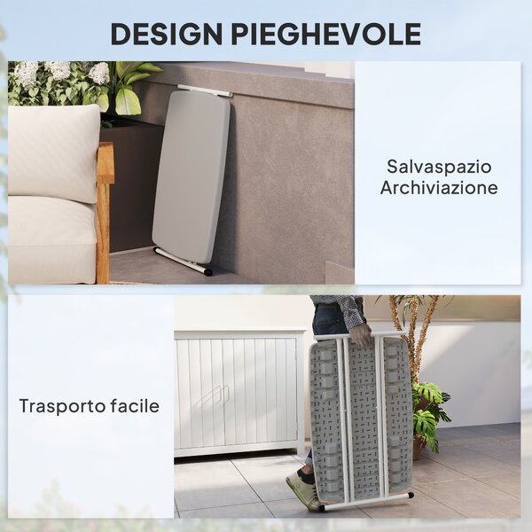 Outsunny Tavolino da Giardino Pieghevole ad Altezza Regolabile, in Metallo e HDPE, 76x50x74 cm, Grigio Scuro | Aosom Italy