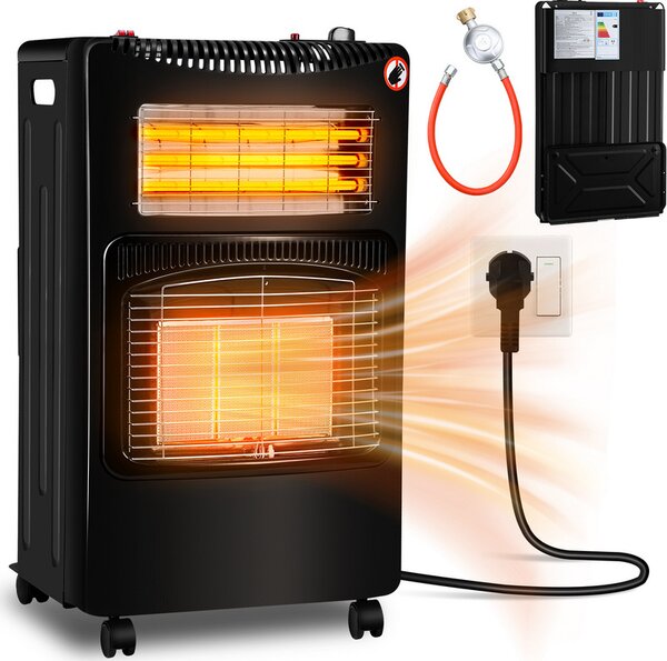 TolleTour stufa a gas in Vetroceramica 4200 W e stufa radiante a infrarossi 1260 W, stufa elettrica a gas a doppio uso 220V-240V, stufa a gas radiante con 3 dispositivi di sicurezza