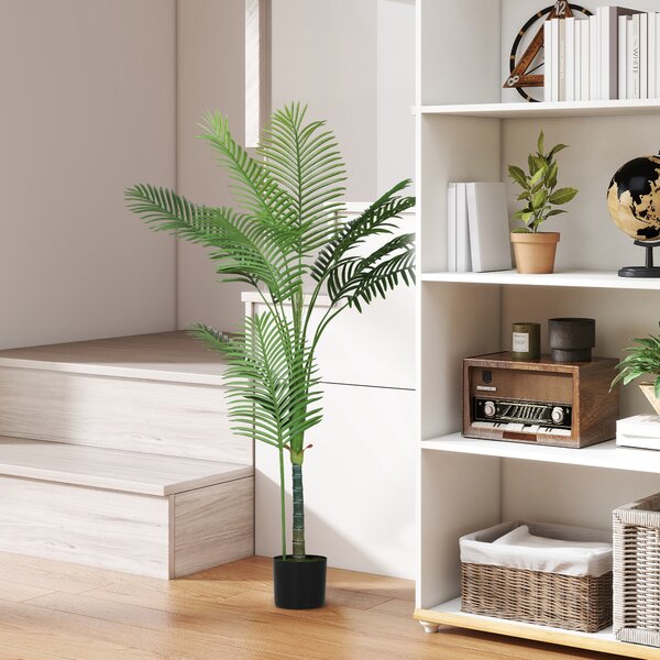 HOMCOM Pianta Finta Palma Areca Alta 150 cm per Interni con Vaso, Decorazione per Casa e Ufficio, Verde | Aosom Italy