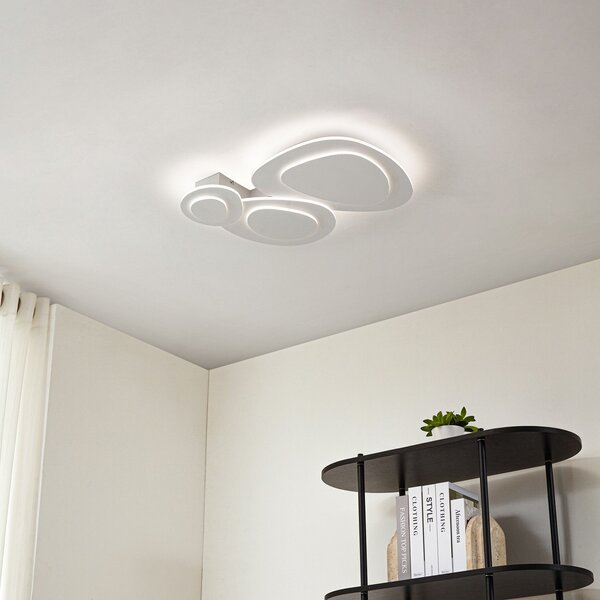 Plafoniera Lindby, Delar, dimmerabile, Bianco, Soggiorno, Plastica, Moderno
