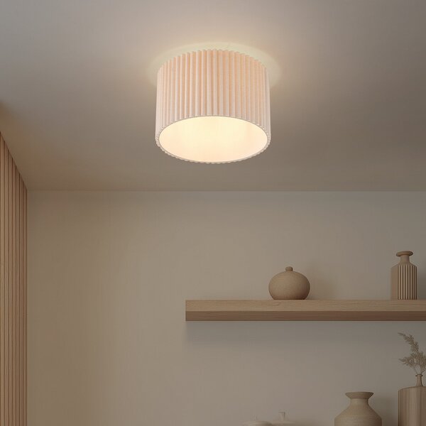 Plafoniera Lindby, Libbie, dimmerabile, Beige, Soggiorno, Tessuto / Tessile, Scandinavo