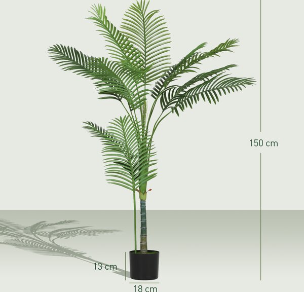 HOMCOM Pianta Finta Palma Areca Alta 150 cm per Interni con Vaso, Decorazione per Casa e Ufficio, Verde | Aosom Italy