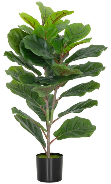 HOMCOM Pianta Finta Ficus Lyrata Alta 80 cm per Interni con Vaso, Decorazione per Casa e Ufficio, Verde | Aosom Italy