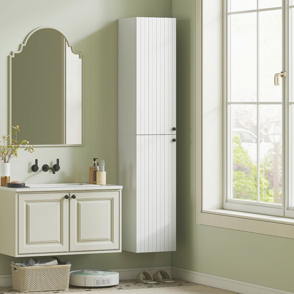 HOMCOM Mobiletto da Bagno a Parete con 6 Ripiani, Superficie Laccata, MDF, Bianco | Aosom Italy