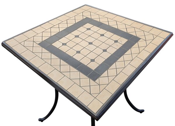 VENTUS - tavolo da giardino in ferro con piano in mosaico 80 x 80