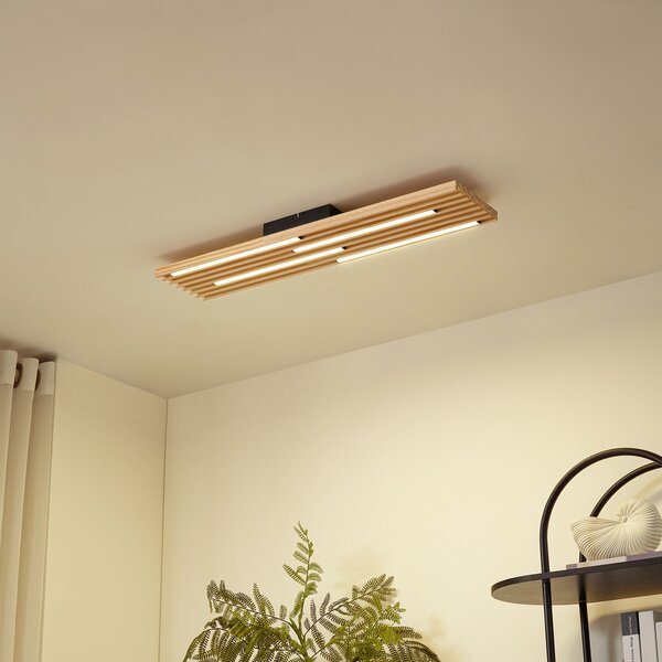 Plafoniera LED Madero, legno di pino, 90 cm x 20 cm - Lindby