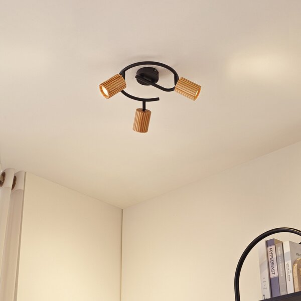 Plafoniera Lindby, Stralino, dimmerabile, Legno, Corridoio, Legno, Moderno