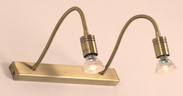 FRIDA APPLIQUE 2 LUCI IN METALLO BRUNITO CON BRACCI FLESSIBILI E LAMPADINE GU10 LED 5,5W INCLUSE