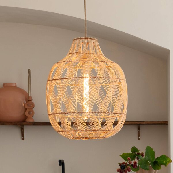 Good & Mojo Lampada a sospensione Mendoza, dimmerabile, Legno chiaro, Soggiorno / Sala da pranzo, bambù, Design, Lampada a sospensione