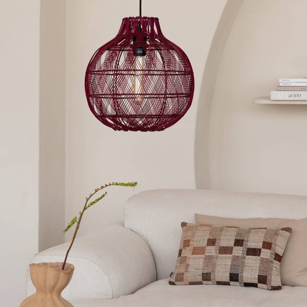 Good & Mojo Lampada a sospensione Mendoza, dimmerabile, Rosso, Soggiorno / Sala da pranzo, bambù, Design, Lampada a sospensione