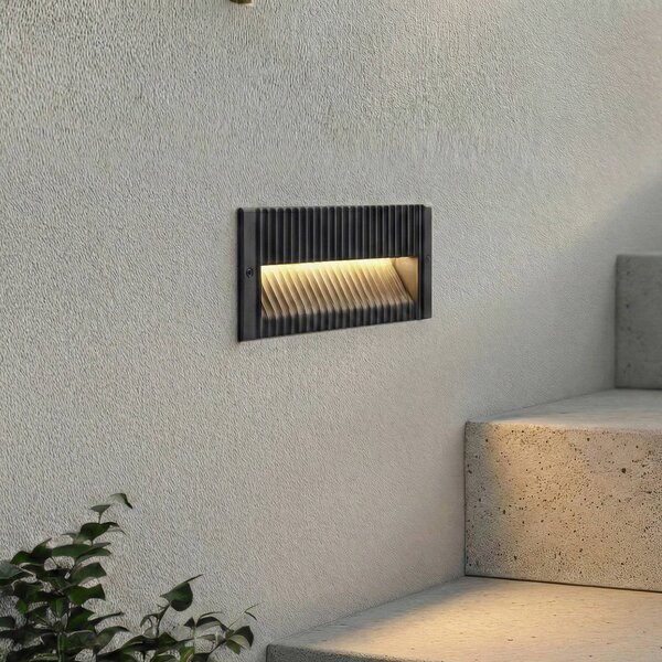 Lucande Applique a LED da incasso Tavion, 25 cm, antracite, IP65 Tavion, Nero, Alluminio, Moderno, Applique da esterni