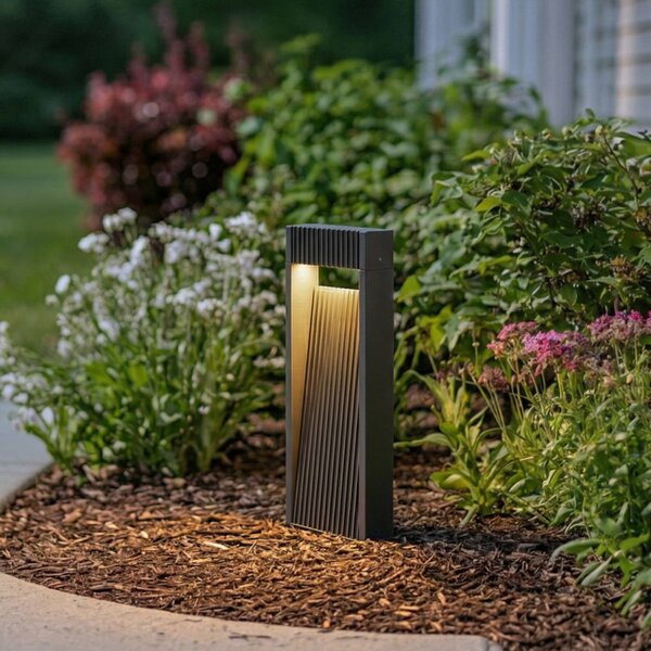 Lucande Lampioncino LED Tavion, 40 cm, antracite, IP65 Tavion, Nero, Alluminio, Moderno, Lampada LED da esterni