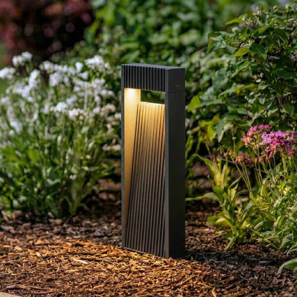 Lucande Lampioncino LED Tavion, 40 cm, antracite, IP65 Tavion, Nero, Alluminio, Moderno, Lampada LED da esterni