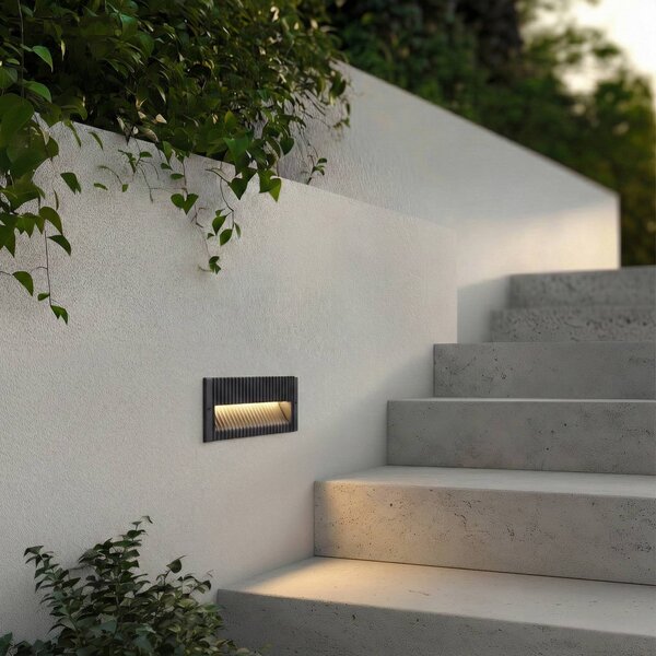 Lucande Applique a LED da incasso Tavion, 25 cm, antracite, IP65 Tavion, Nero, Alluminio, Moderno, Applique da esterni