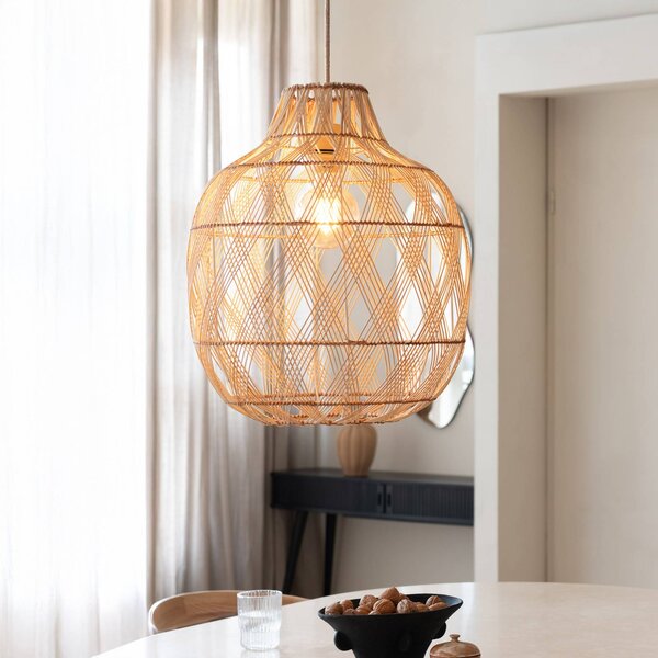 Good & Mojo Lampada a sospensione Mendoza, dimmerabile, Legno chiaro, Soggiorno / Sala da pranzo, bambù, Design, Lampada a sospensione