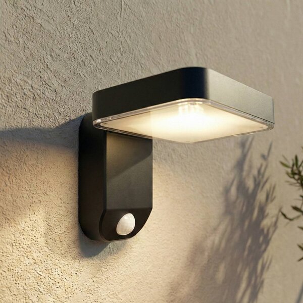 PRIOS Applique a LED solare Tarlson, angolare, antracite, sensore Tarlson, Nero, Plastica, Moderno