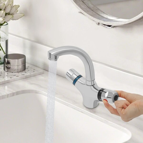 Rubinetto - Rubinetto per lavabo - Montaggio su piano - Corpo in metallo - Otturatore in ottone - Argento