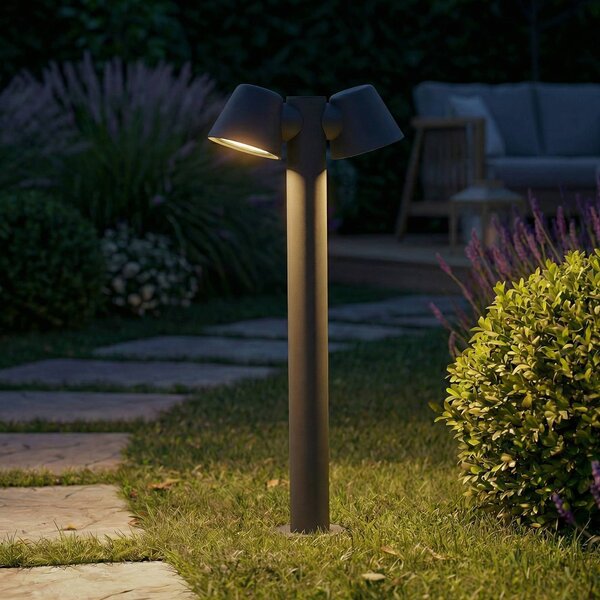 Lampioncino da giardino Ileyna Lindby, dimmerabile, Alluminio / Grigio / Zincato, Alluminio, Moderno, Lampada da esterni