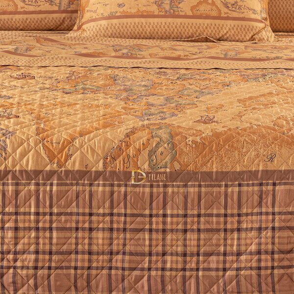 Copriletto Primaverile MATRIMONIALE Geo Tartan UNICA Raso Di Cotone Caleffi