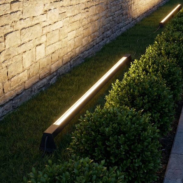 Lindby Lampada LED da terra Zavio, antracite, picchetto, IP65 Zavio, Nero, Alluminio, Moderno