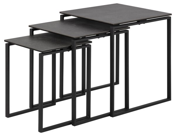 Tavolino modulare >Katrine< (3 elementi) in nero - 50x55x50 (LxAxP)
