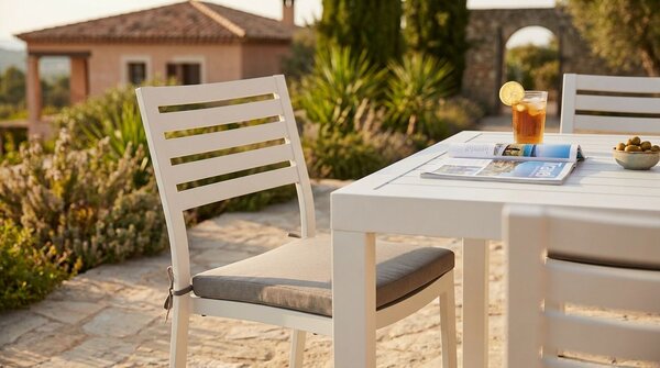 DEXTER - sedia da giardino in alluminio impilabile con cuscino