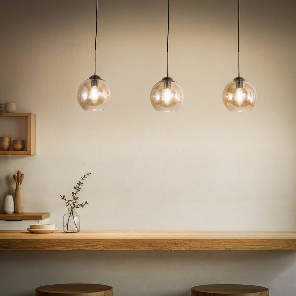 Lampada a sospensione in vetro Sofian Lindby, dimmerabile, Crema / Ambra, Soggiorno / Sala da pranzo, Vetro, Moderno, Lampada a sospensione