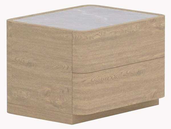 Cassettiera effetto legno con piano in vetro Noble