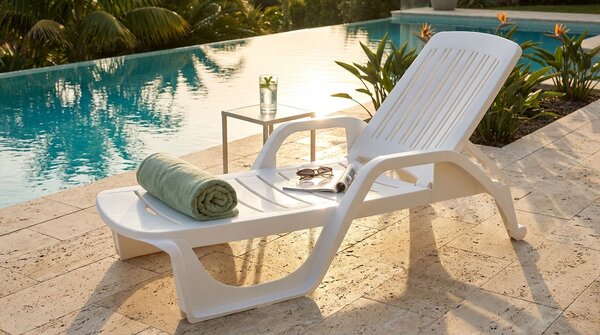 ZANZIBAR - lettino da giardino in plastica con ruote