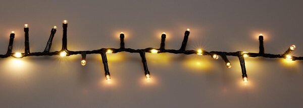 Catena luminosa a grappolo LED bianco caldo, 1410 LED, cavo nero, interno/esterno, 23 m