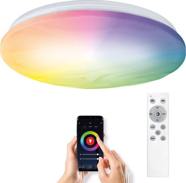 Solight SMART WIFI LED Plafoniera rotonda 380mm 30W RGB+CCT con DO WO792