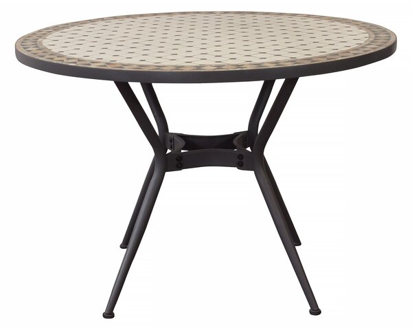 ANXO - tavolo con piano rotondo e mosaico beige e antracite
