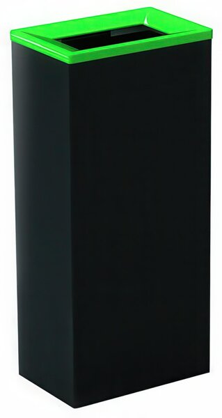 Gettacarte in acciaio inox Dimensioni 24x36xh 76 cm - L 60 contenitore mono-flusso antiscivolo, forma MInimalista colore nero-verde