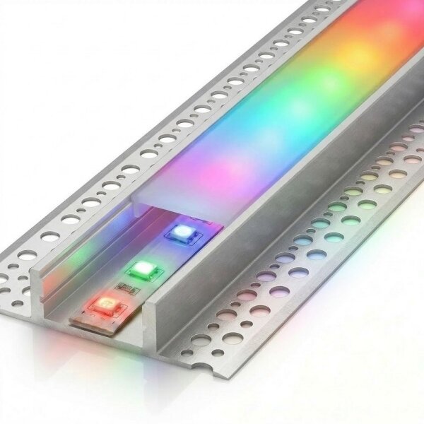 Kit 1x striscia LED RGBW digitale 9,6W/230V 3 m + 3x profili da incasso da 1 m + telecomando