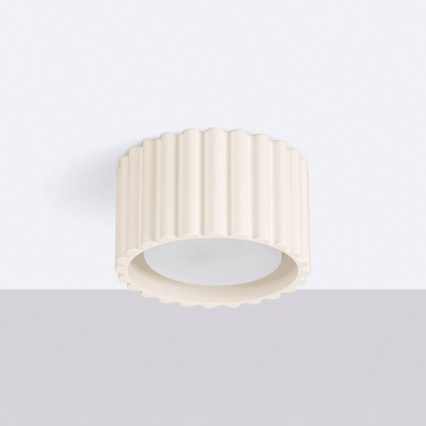 Plafoniera soffitto RIBLA SOLLUX LIGHTING, dimmerabile, Crema / Ambra, Soggiorno / Sala da pranzo, Alluminio, Plafoniera