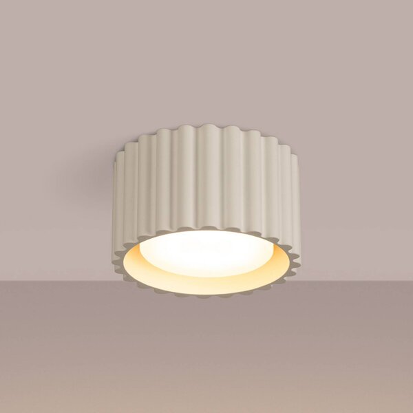 Plafoniera soffitto RIBLA SOLLUX LIGHTING, dimmerabile, Crema / Ambra, Soggiorno / Sala da pranzo, Alluminio, Plafoniera