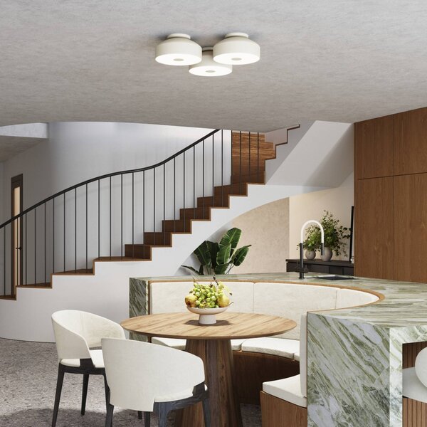 Plafoniera soffitto CLARO SOLLUX LIGHTING, dimmerabile, Crema / Ambra, Soggiorno / Sala da pranzo, Metallo, Plafoniera