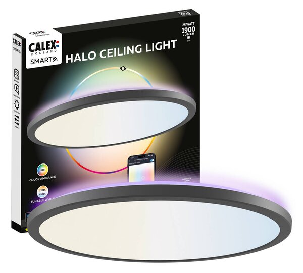 Calex Plafoniera smart Smart HALO, dimmerabile, Nero, Soggiorno / Sala da pranzo, Plastica, Moderno