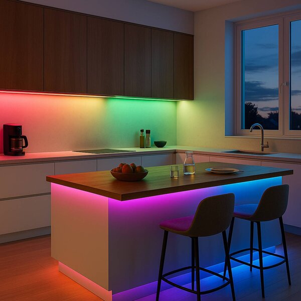 Calex Striscia LED Vista, lunghezza 10 m, RGB, telecomando CCT dimmerabile, Bianco / Opale, Soggiorno / Sala da pranzo, Plastica, Moderno