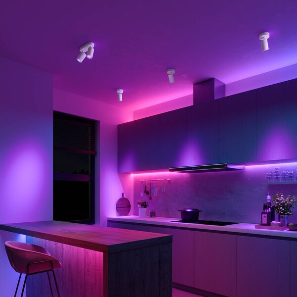 Calex Smart faretto da soffitto bianco lunghezza 22 cm a 2 luci GU10-LED RGBW Smart, dimmerabile, Bianco / Opale, Soggiorno / Sala da pranzo, Metallo, Moderno